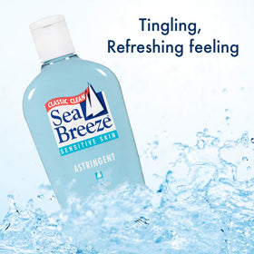 Seabreeze astringent pouring texture to show lightweight liquid for effective cleansing