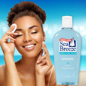 Seabreeze in use with cotton pad removing makeup and impurities