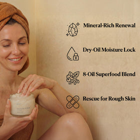 SEACRET jar staged in bathroom showing easy at-home spa benefit