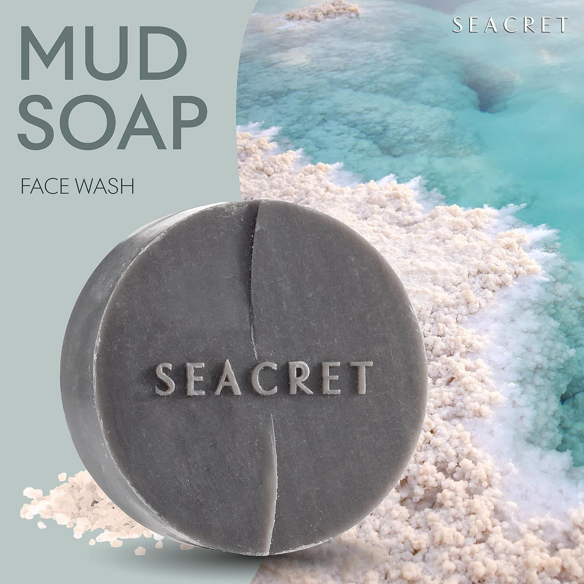 SEACRET soap bar in hand demonstrating size and travel-friendly scale