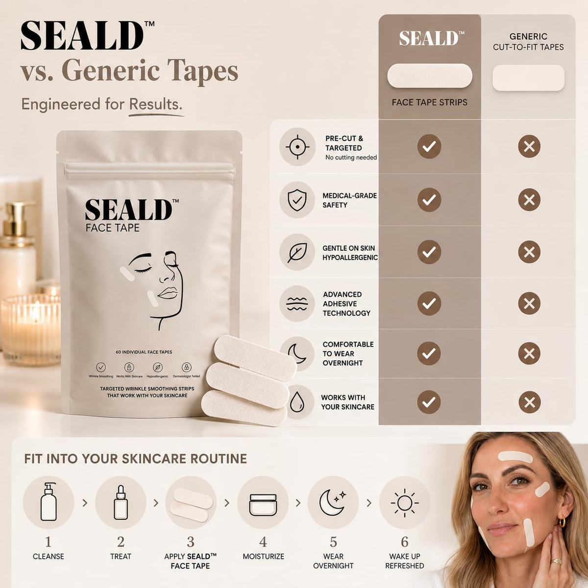 SEALD patch on cheek and jawline demonstrating natural-looking coverage