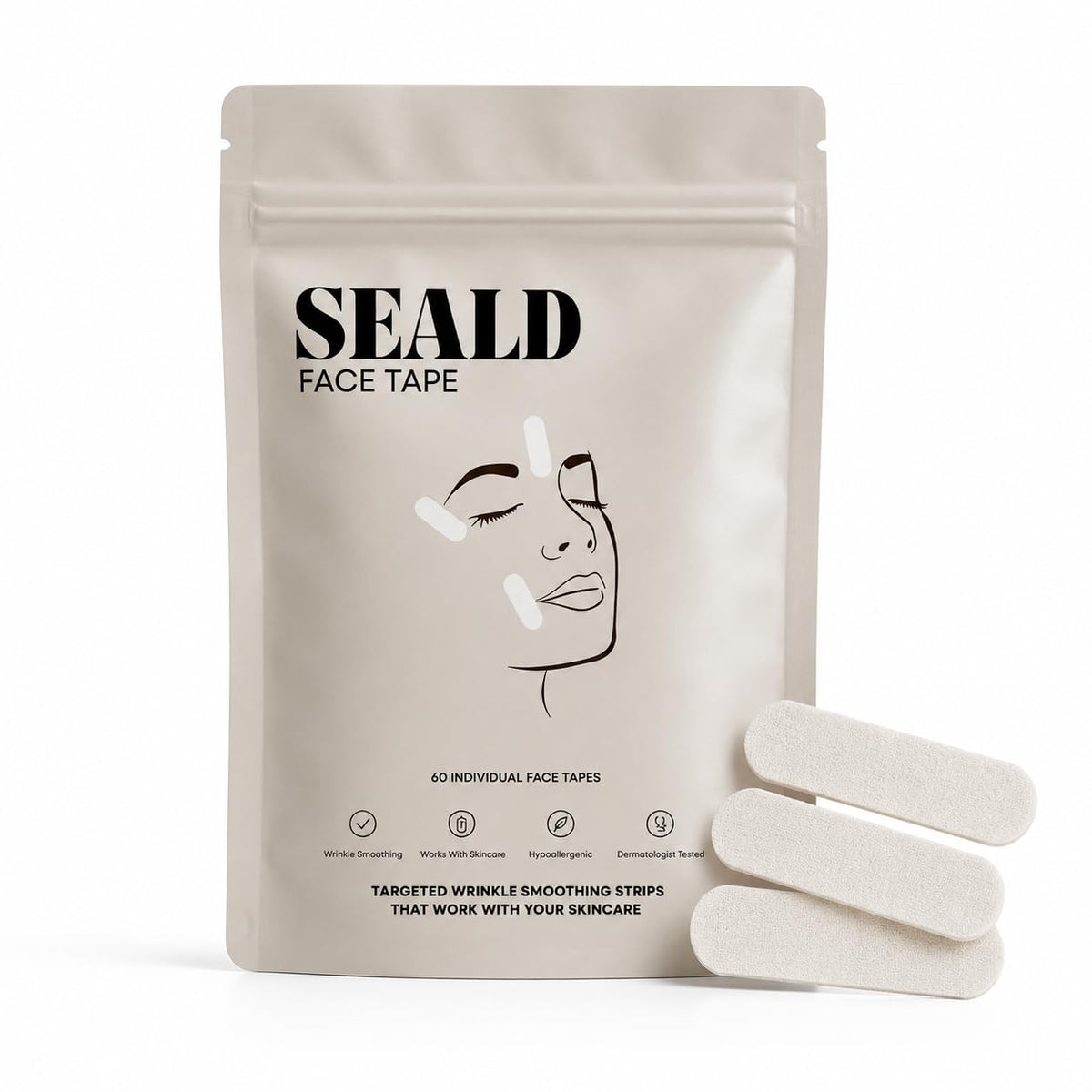 SEALD front packaging showing 60 patches and clear benefit of portable smoothing