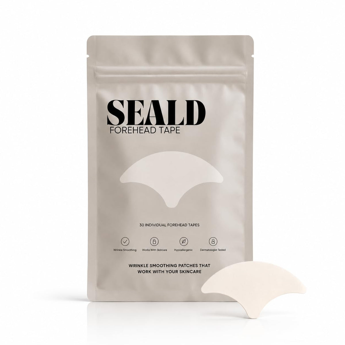 SEALD forehead tape front packaging showing product and benefits