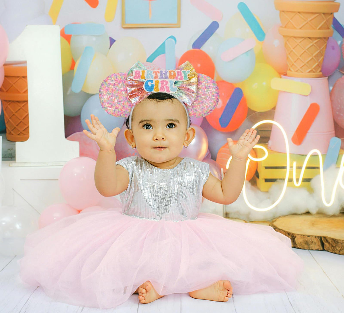 Seamoy headband on party table showing decorative use and photo-ready styling