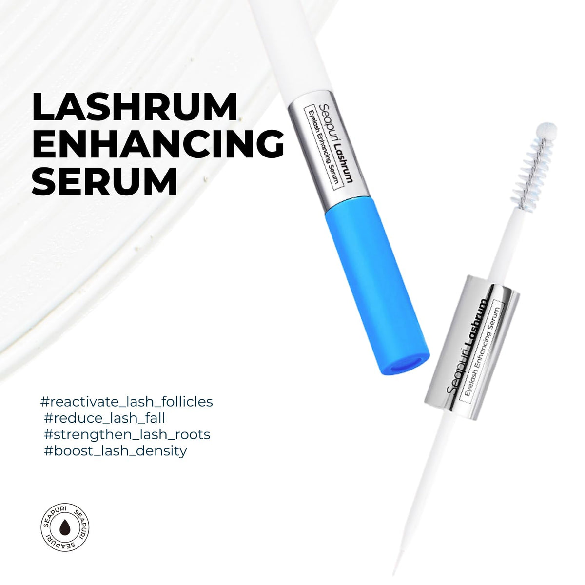 Seapuri Lashrum dual brush detail demonstrating even application control and precision