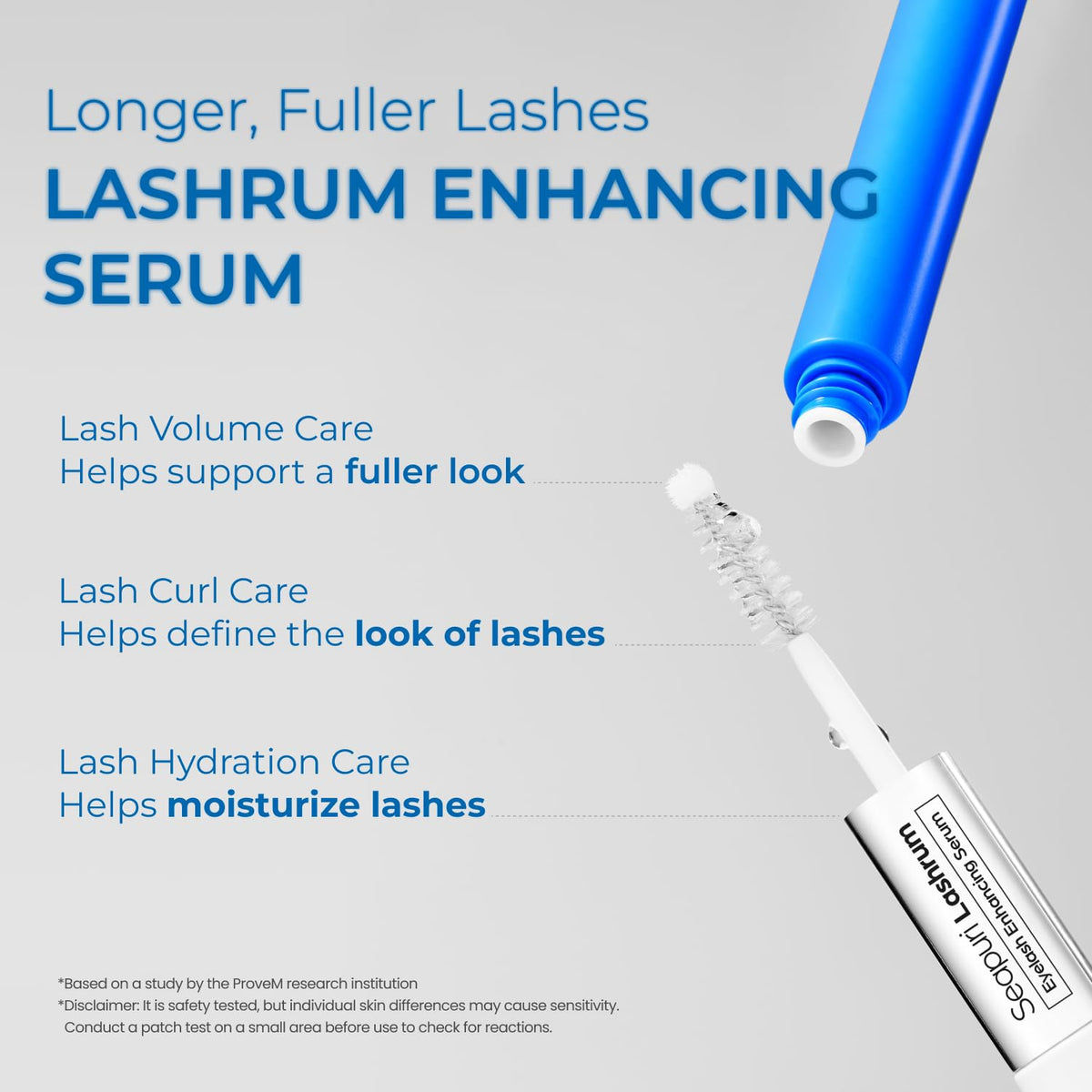 Seapuri Lashrum serum texture close-up highlighting lightweight non-clumping formula