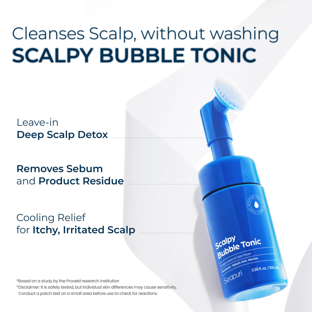 Seapuri foam being applied to roots for targeted relief and cleaner scalp