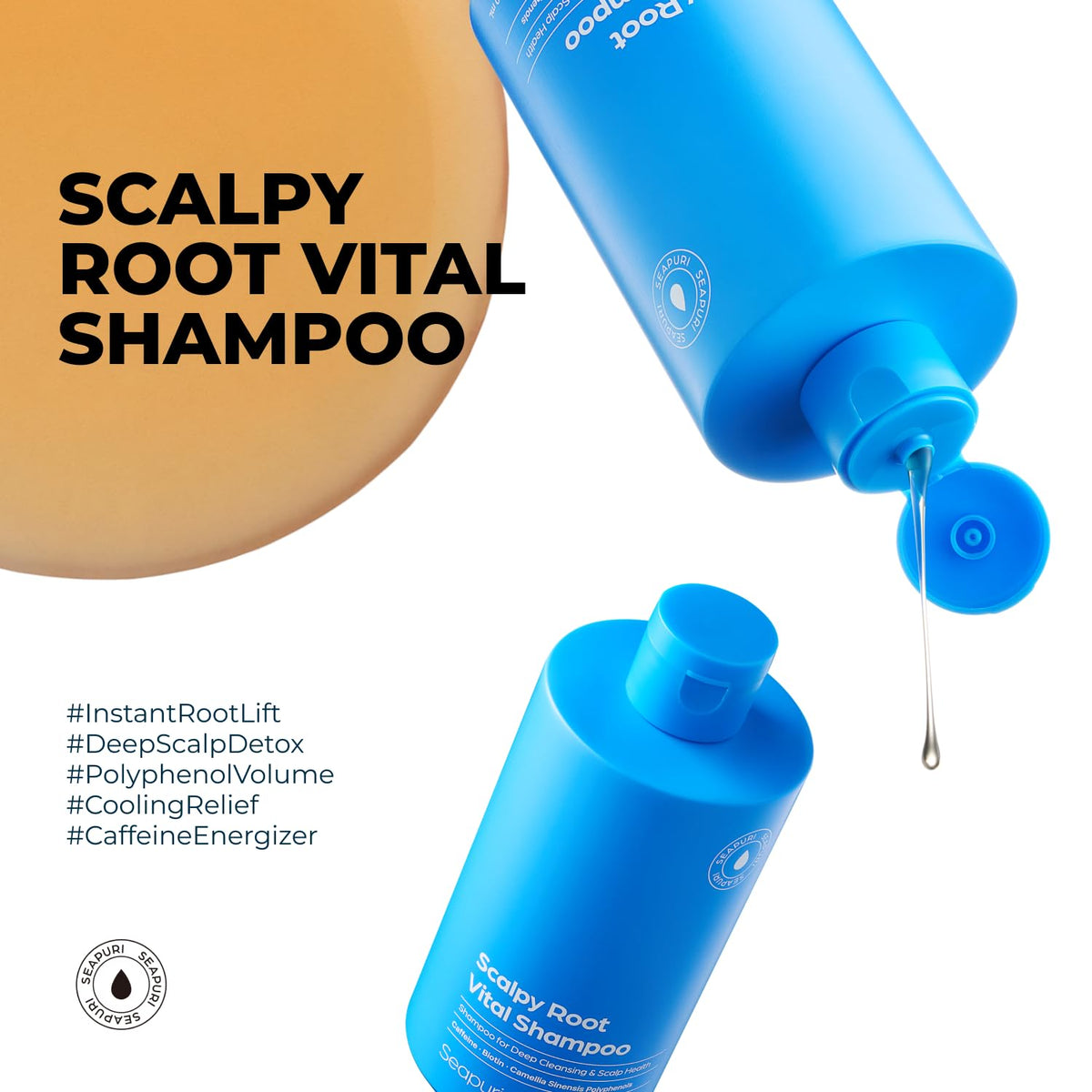 Seapuri Scalpy pump and cap detail for easy dispensing