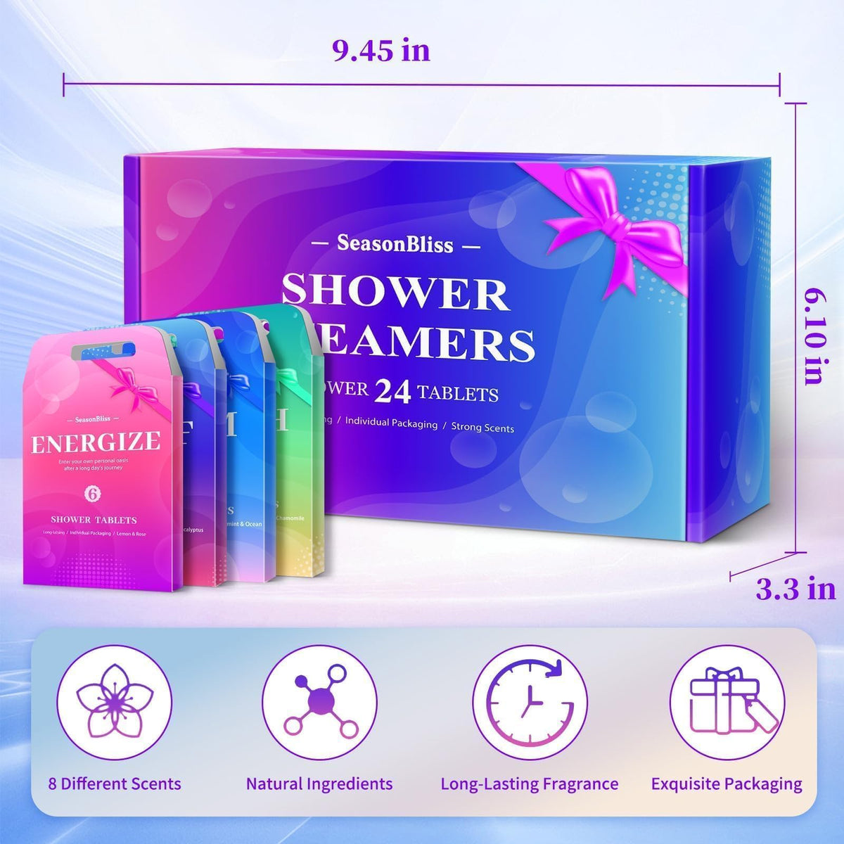 SeasonBliss tablet texture close-up revealing ingredients and dissolving action