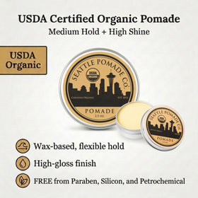 SEATTLE POMADE CO. pomade on fingertips demonstrating easy application and precise control
