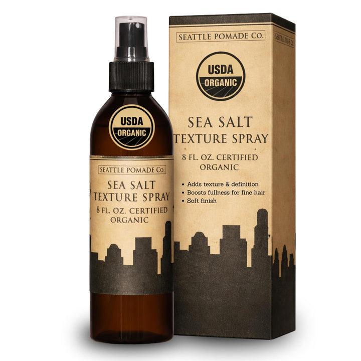 Seattle Pomade Co. front bottle showing label and 8 fl oz volume for clear identification