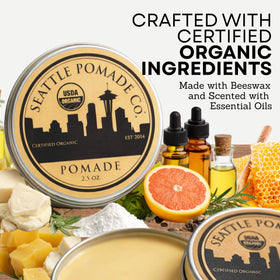 SEATTLE POMADE CO. close-up texture shot highlighting creamy wax consistency and smooth spread