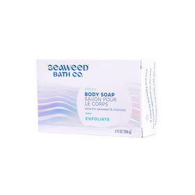 Seaweed Bath Co. front packaging showing bar and size 3.75 oz, clear branding benefit