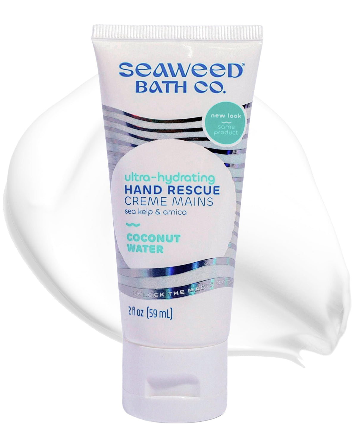 Seaweed Bath Co front tube view showing product and calming design benefits hydration