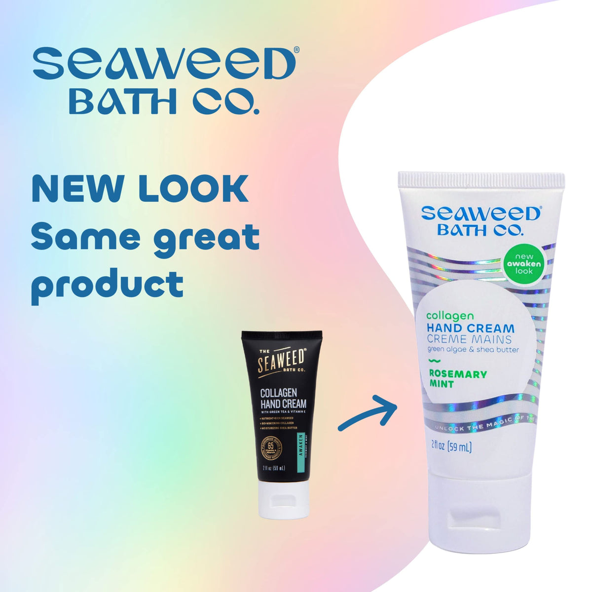 The Seaweed Bath Co. back label detailing ingredients and recycled packaging benefits