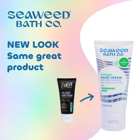 The Seaweed Bath Co. back label detailing ingredients and recycled packaging benefits