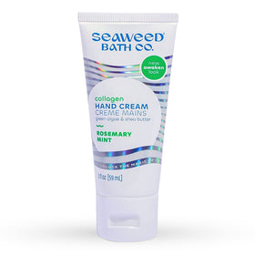 The Seaweed Bath Co. front tube view showing rosemary mint scent and 2 oz size for portability