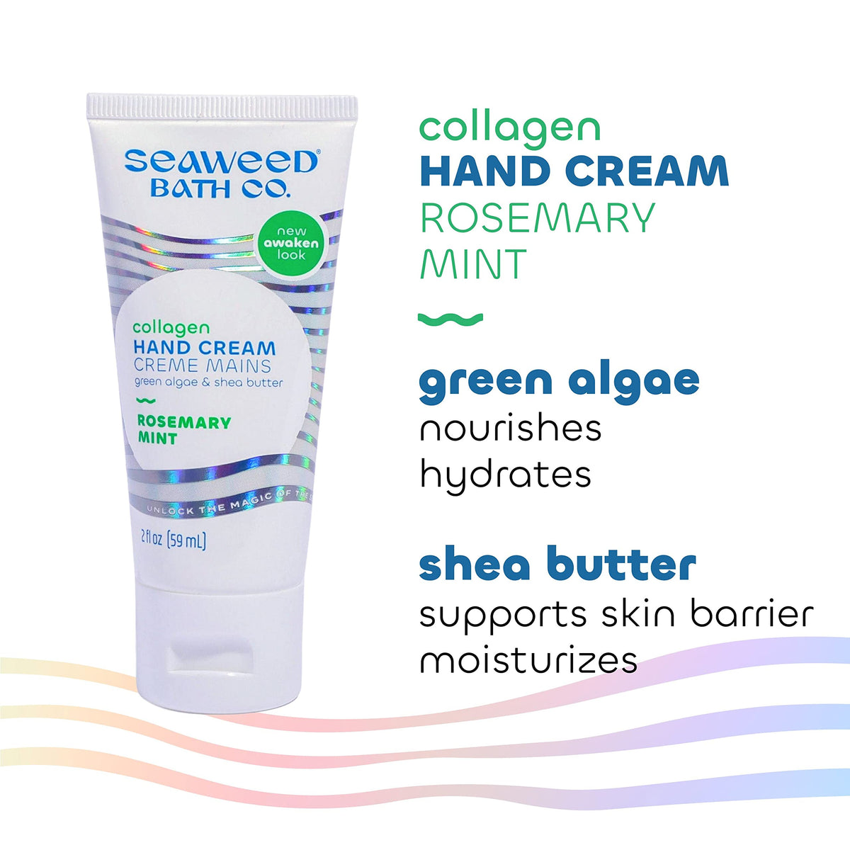 The Seaweed Bath Co. hand cream styled on a bathroom vanity showing everyday convenience