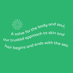 The Seaweed Bath Co. tube next to a credit card illustrating the compact 2 ounce travel size