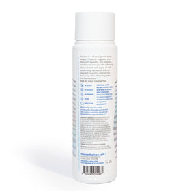 Seaweed Bath Co. recycled-plastic bottle close-up highlighting sustainable packaging