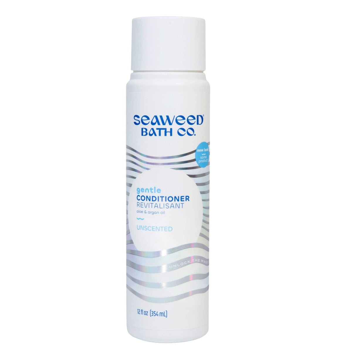 Seaweed Bath Co. front label view showing unscented gentle conditioner benefits