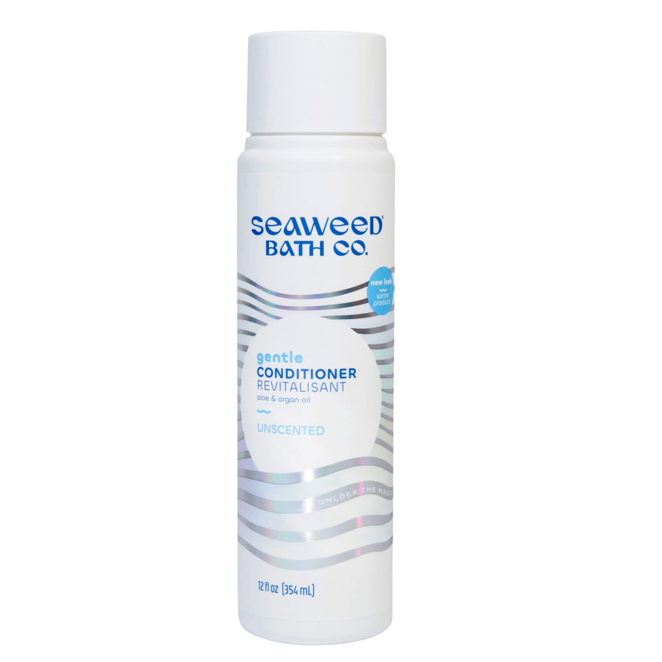Seaweed Bath Co. front label view showing unscented gentle conditioner benefits