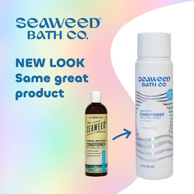 Seaweed Bath Co. bottle in hand illustrating easy dispensing and travel readiness