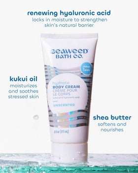 Seaweed Bath Co. applying cream to hand demonstrating soothing hydration