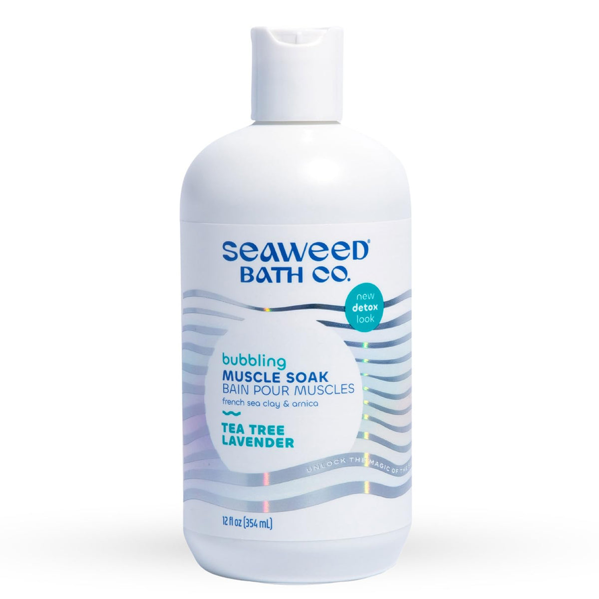 Seaweed Bath Co. front packaging showing tea tree lavender scent and benefits