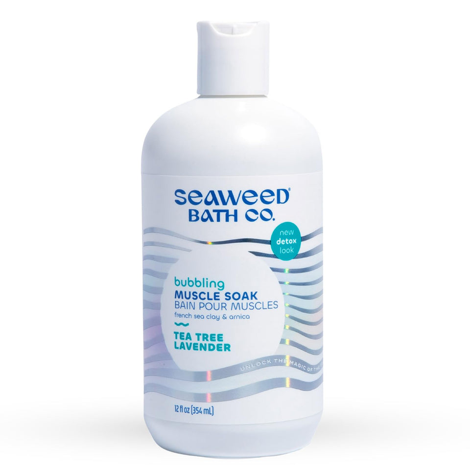Seaweed Bath Co. front packaging showing tea tree lavender scent and benefits