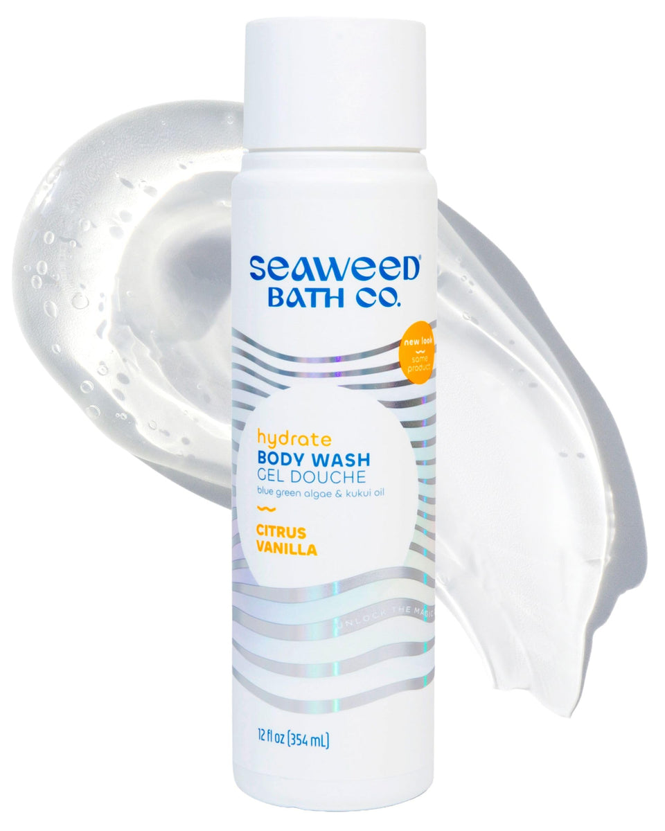 Seaweed Bath Co. hydrate body wash front packaging showing label and size