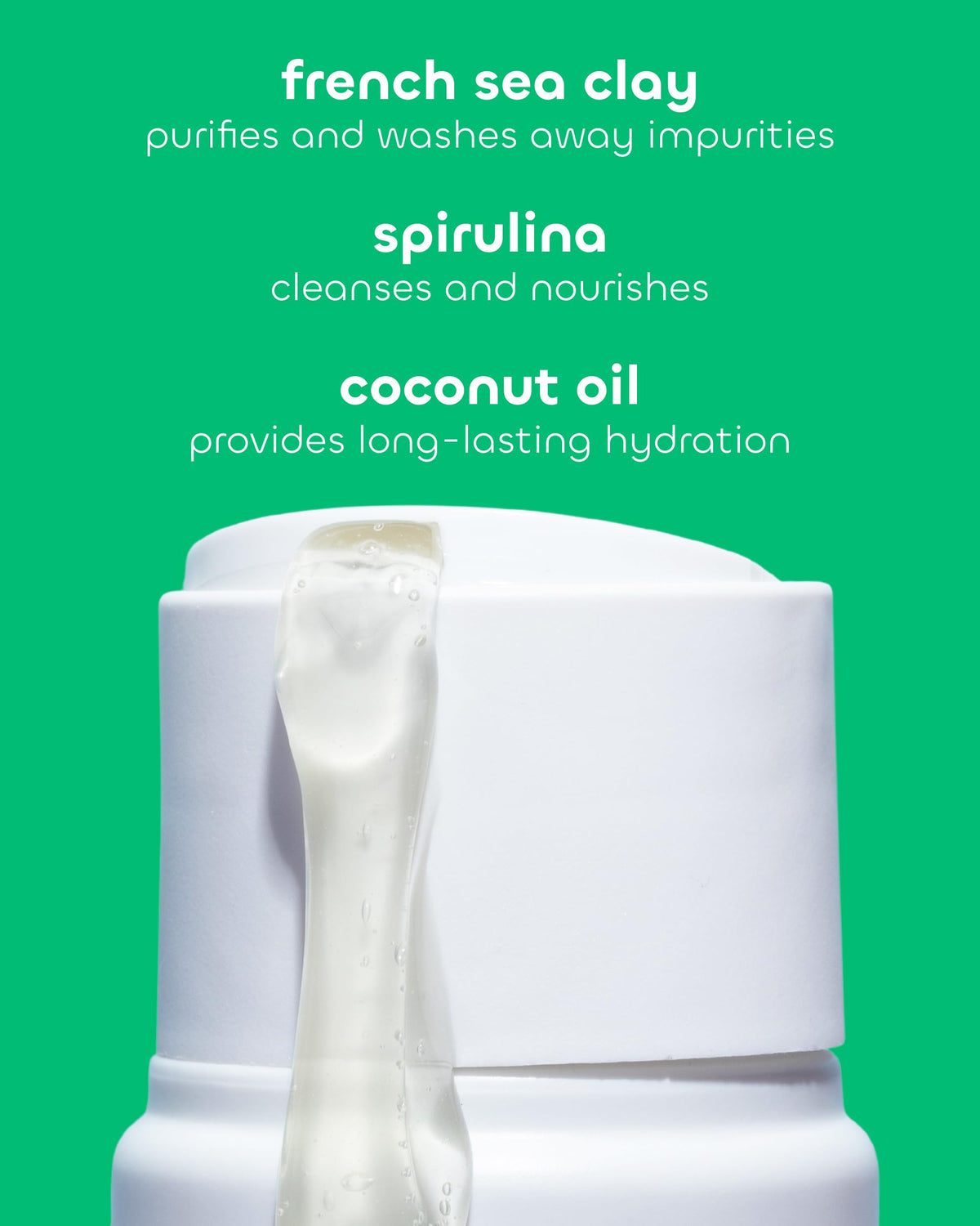 Atlantic seaweed spirulina and French sea clay arrangement showing natural detox benefits