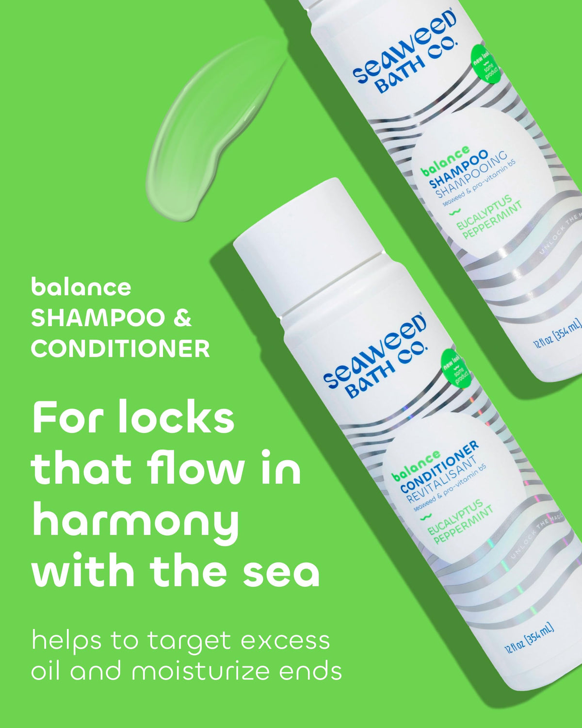 The Seaweed Bath Co. close-up label detailing ingredients and gentle cleansing benefits
