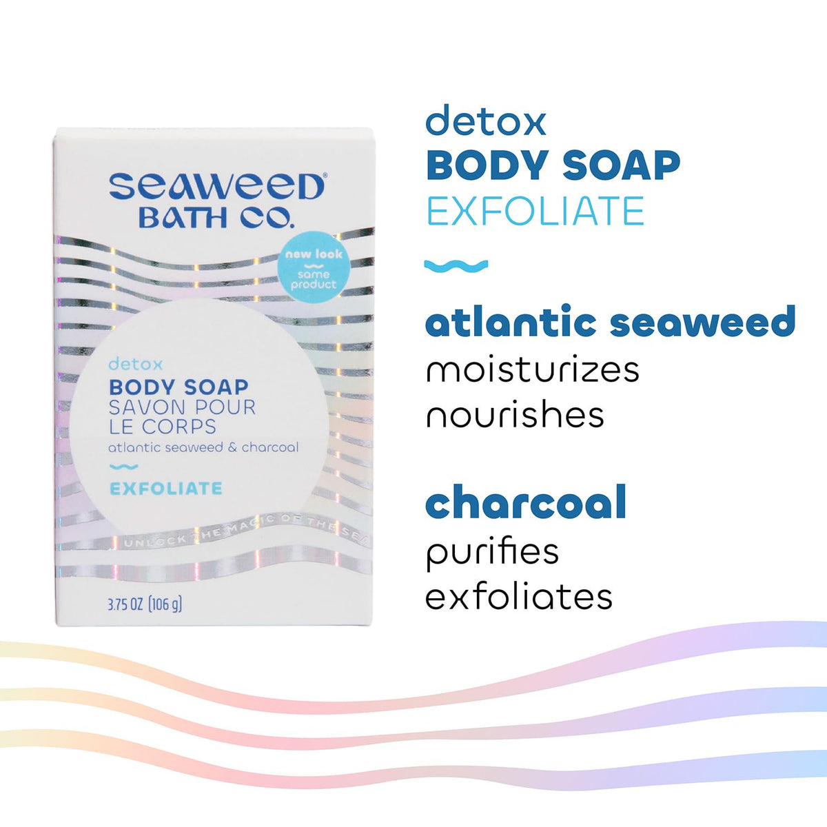 Seaweed Bath Co. rich lather in shower illustrating cleansing and gentle exfoliation benefit