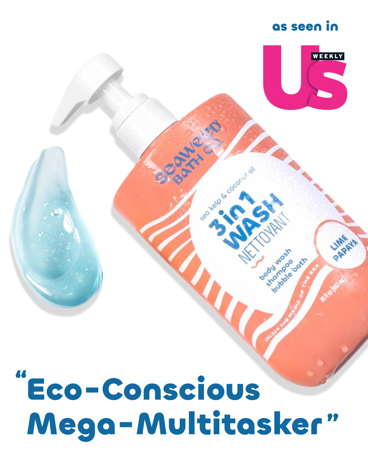 Seaweed Bath Co pump bottle size comparison for 30 fl oz convenience