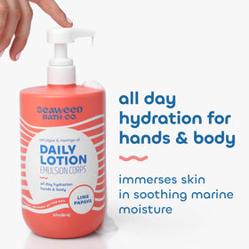 Seaweed Bath Co pump top detail for easy dispensing and mess-free daily use benefit