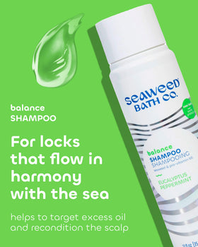 Seaweed Bath Co pump top and clear label close-up highlighting product details