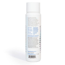 Seaweed Bath Co. bottle recycled marking close-up showing eco-conscious packaging