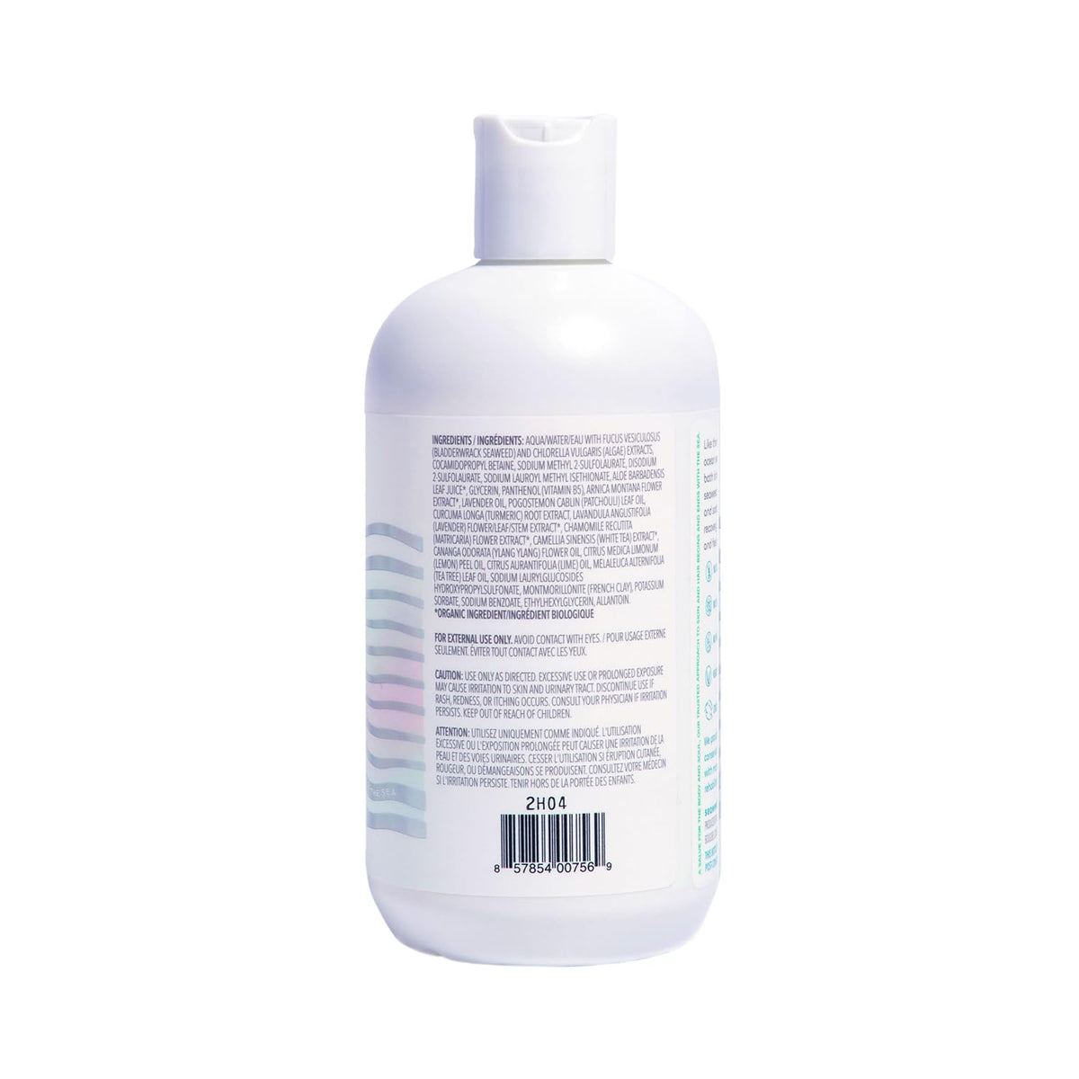 Seaweed Bath Co. recycled plastic packaging mark showing eco benefit