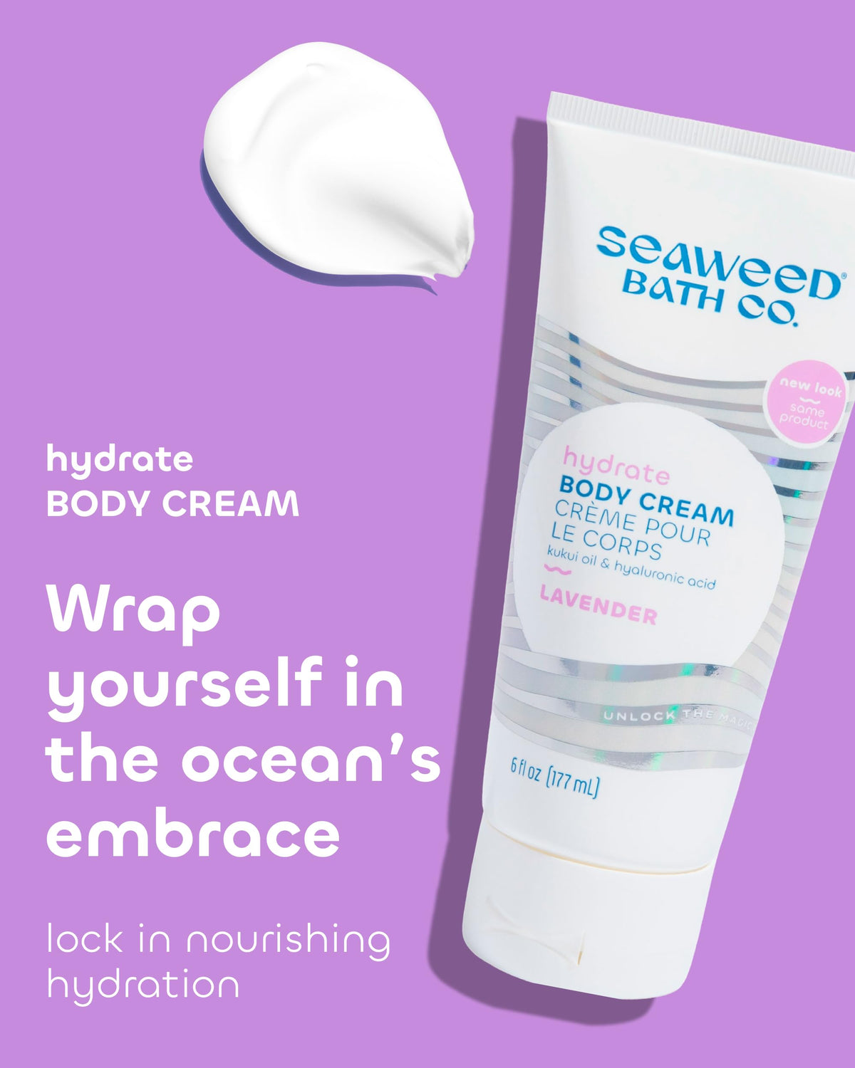 Seaweed Bath Co. cream texture close-up illustrating rich, fast-absorbing moisture