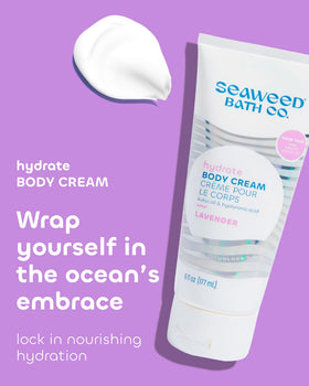 Seaweed Bath Co. cream texture close-up illustrating rich, fast-absorbing moisture