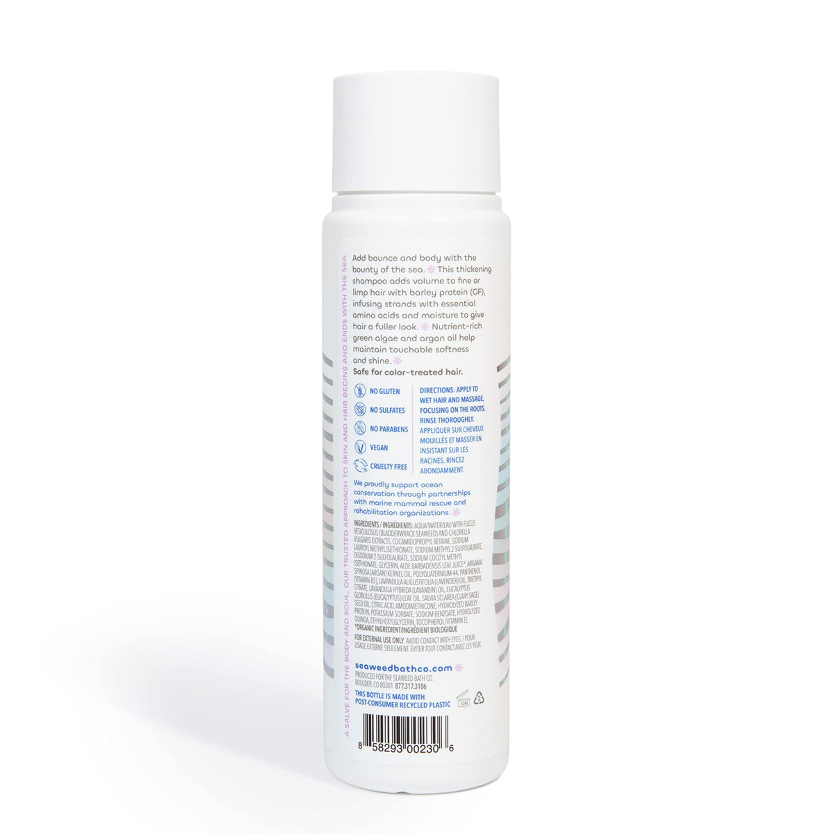 Seaweed Bath Co. creamy shampoo texture on palm illustrating lightweight moisture