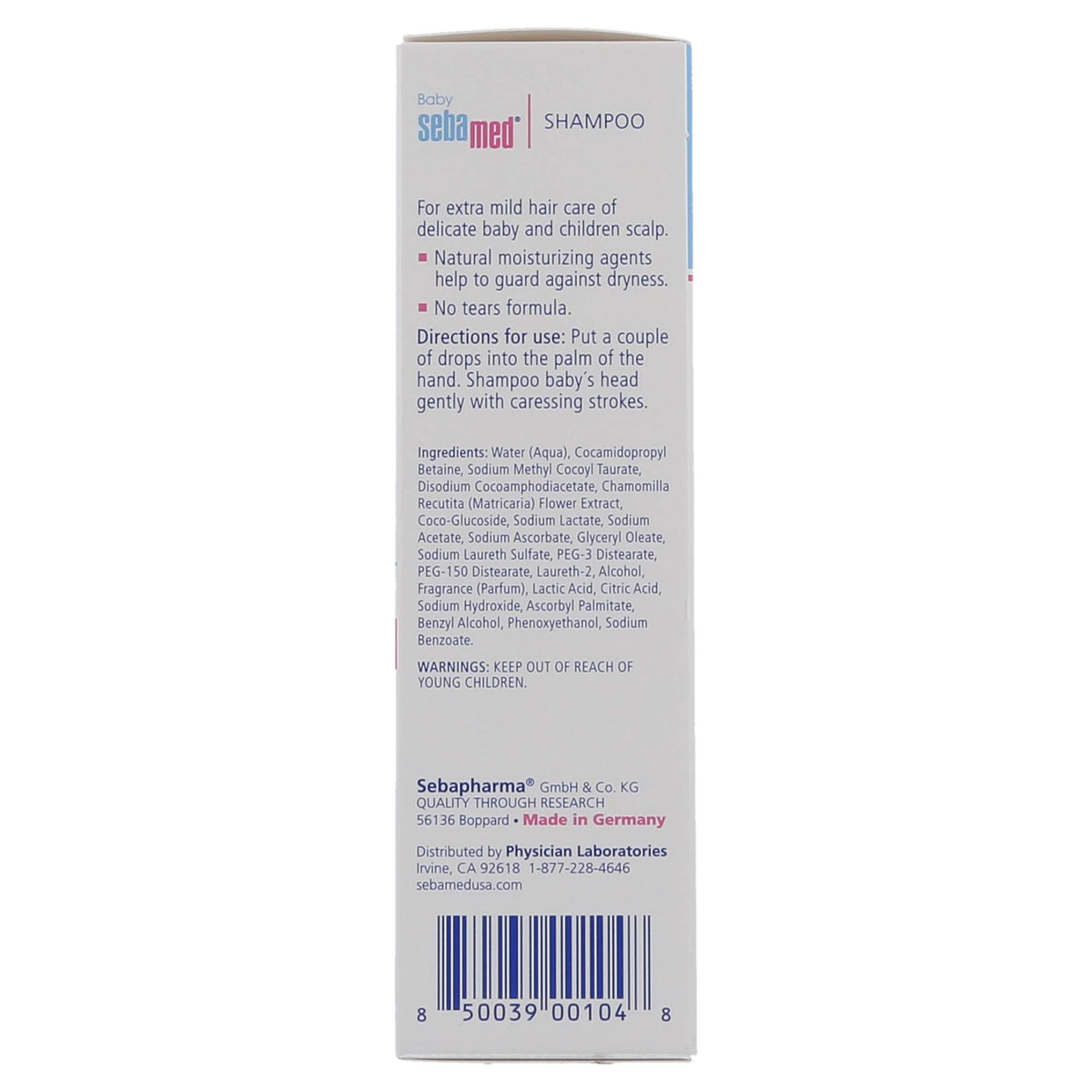 SEBAMED label detail with ingredient focus to reassure parents