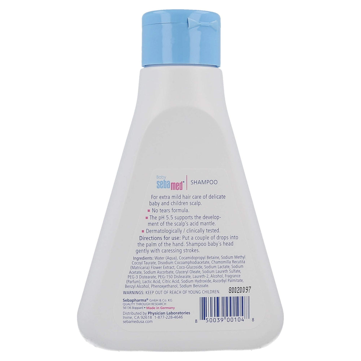SEBAMED creamy shampoo texture closeup showing mild, non-stripping lather
