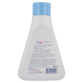 SEBAMED creamy shampoo texture closeup showing mild, non-stripping lather