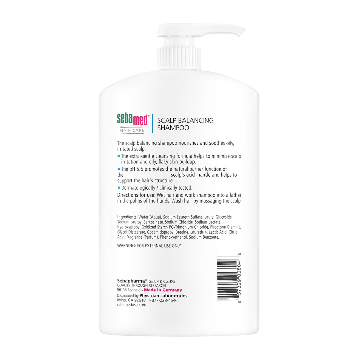 SEBAMED close-up label highlighting gentle anti-dandruff claims