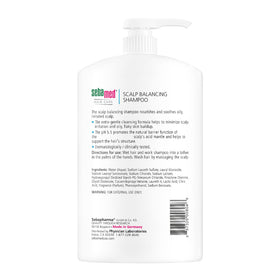 SEBAMED close-up label highlighting gentle anti-dandruff claims