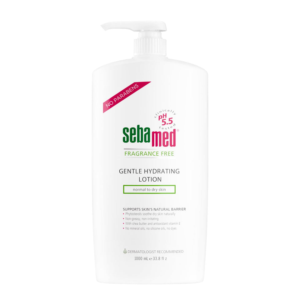 SEBAMED front bottle view showing 1L size and clear labeling for value