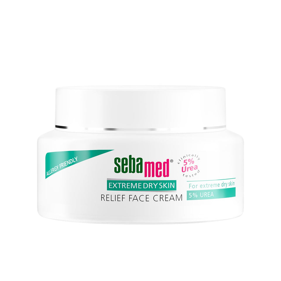 sebamed front view of 5% urea cream showing packaging and easy-to-read label benefit