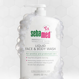 SEBAMED in family bathroom lifestyle scene indicating everyday gentle care